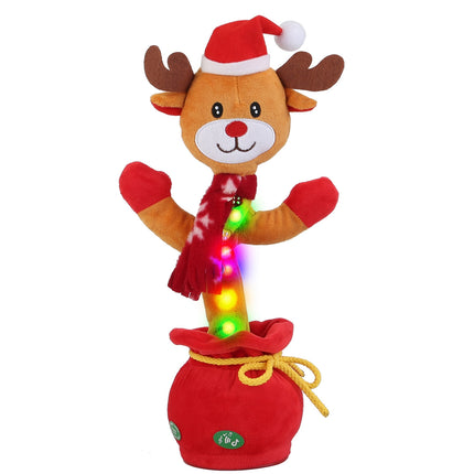 1Pc Penguin Or Elk Kid Electric Dance Toy Christmas Elk Snowman Senior Penguin Plush Toy Interactive Sing Song Whirling Mimicking Recording Light Up Toy
