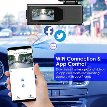 2K HD Front Dash Cam For Car With IPS Screen Night Vision Loop Recording Included 32G Storage Card 140° Wide Angle WiFi App Control Front Dashcam