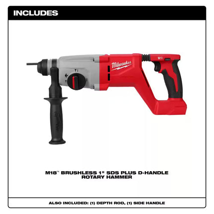 M18 18V Lithium-Ion Brushless Cordless 1 In. Sds-Plus D-Handle Rotary Hammer W/M18 Dual Battery Blower & (2) Batteries