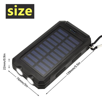 20000Mah Solar Charger for Cell Phone,  Portable Solar Power Bank with Dual 5V USB Ports, 2 Led Light , Compass Battery Pack for Outdoor Camping Hiking